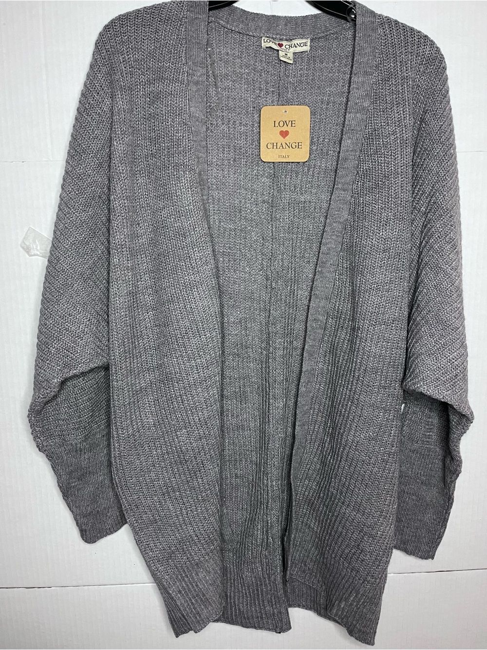 Love Chain Women's Open-Front Gray Knit Cardigan Sweater